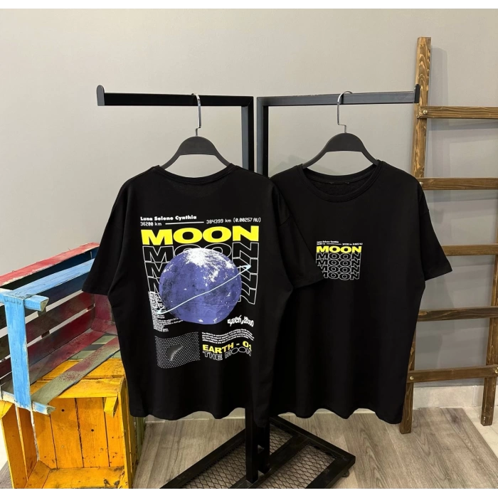 Moon Unisex Oversize T-shirt-SİYAH