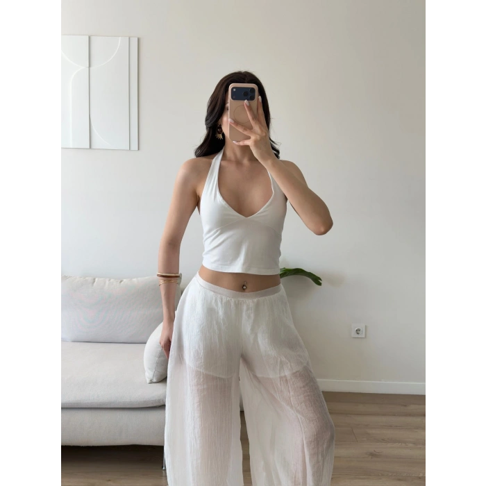 Müslin Balon Pantolon - BEYAZ