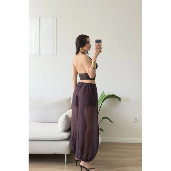 Müslin Balon Pantolon - KAHVE