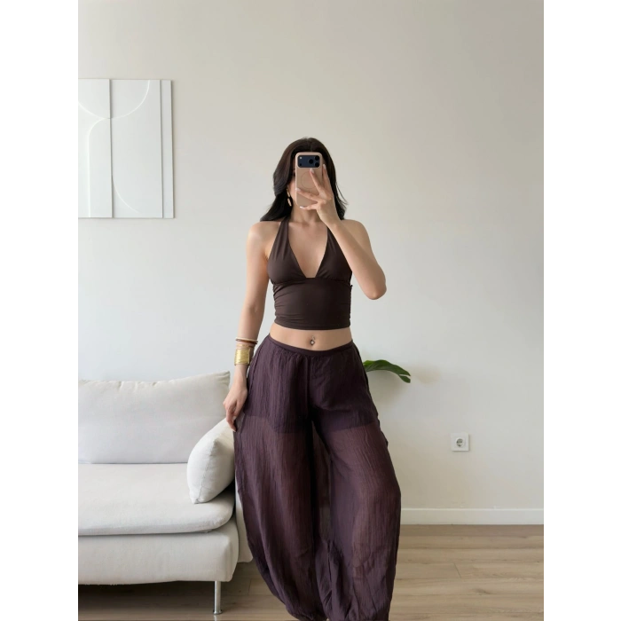 Müslin Balon Pantolon - KAHVE
