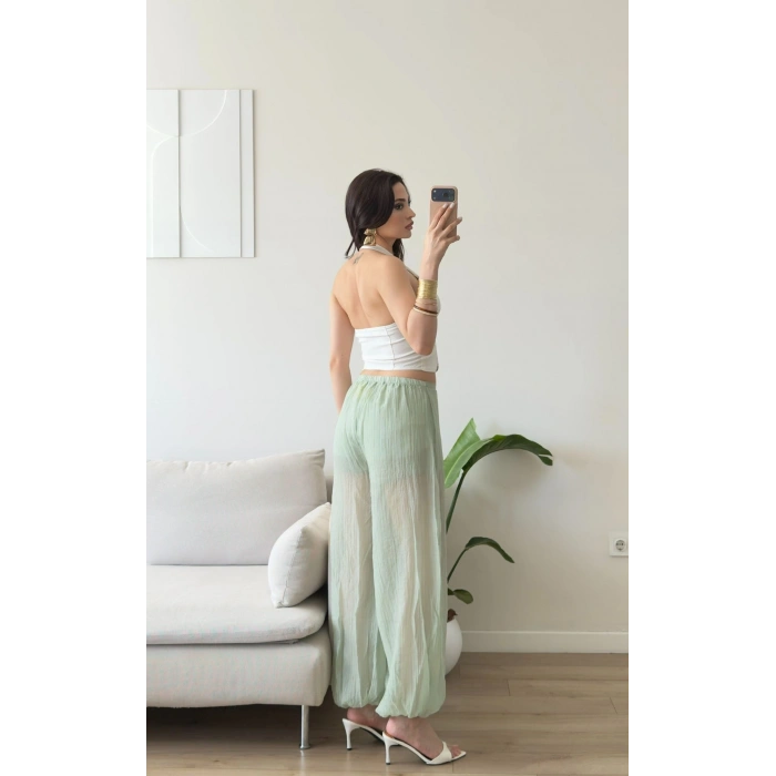 Müslin Balon Pantolon - YEŞİL