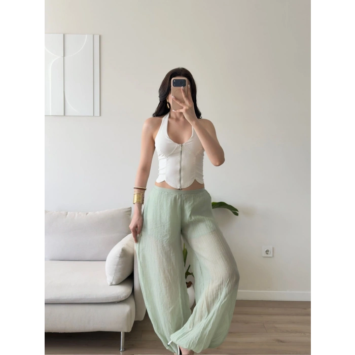 Müslin Balon Pantolon - YEŞİL