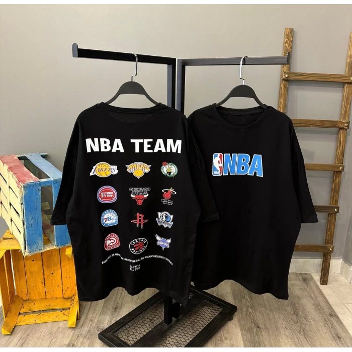 NBA Team Unisex Oversize T-shirt-SİYAH