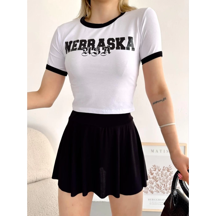 Nebraska Crop T-shirt-BEYAZ