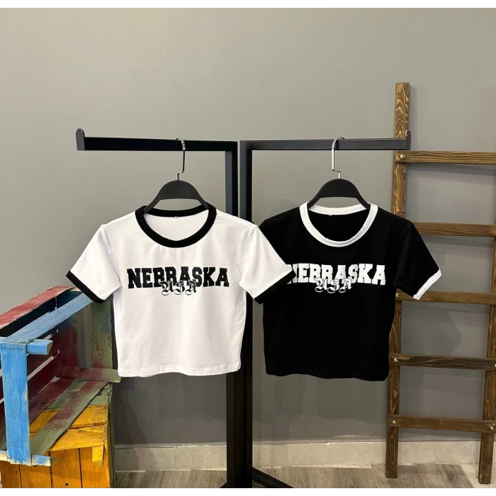 Nebraska Crop T-shirt-BEYAZ