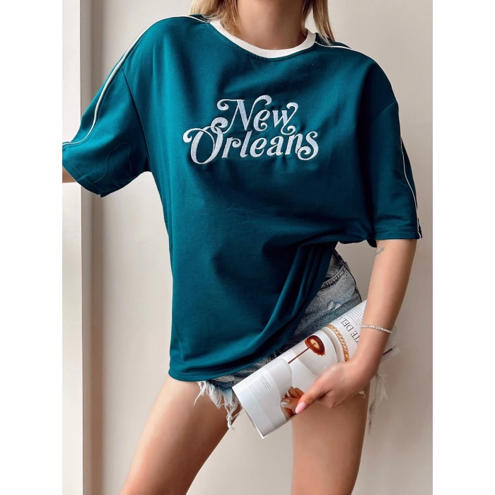 New Orleans Unisex Oversize T-shirt-PETROL MAVİSİ