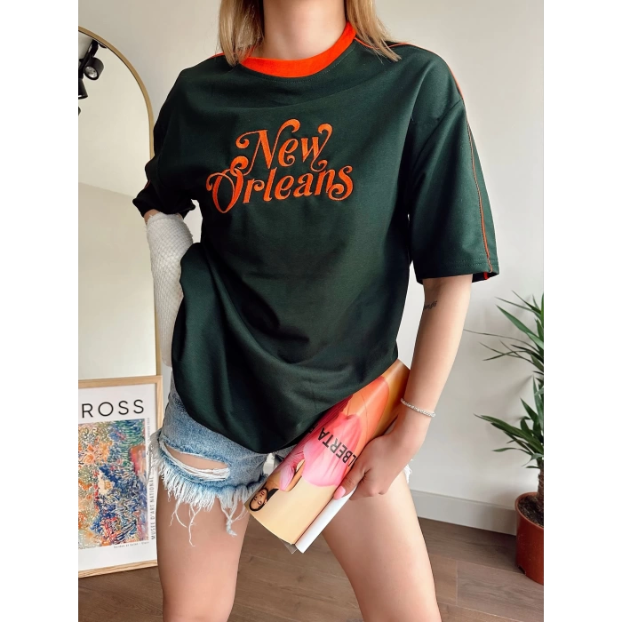 New Orleans Unisex Oversize T-shirt-YEŞİL