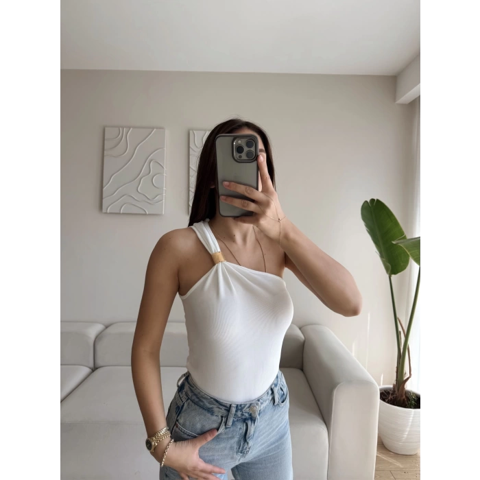 Omuz Aksesuar Crop - BEYAZ