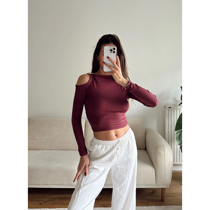 Omuz Aksesuar Crop - BORDO