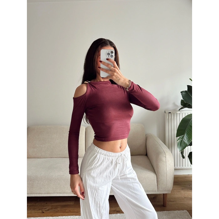 Omuz Aksesuar Crop - BORDO
