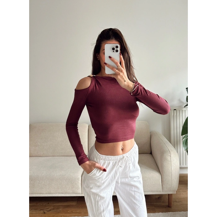 Omuz Aksesuar Crop - BORDO