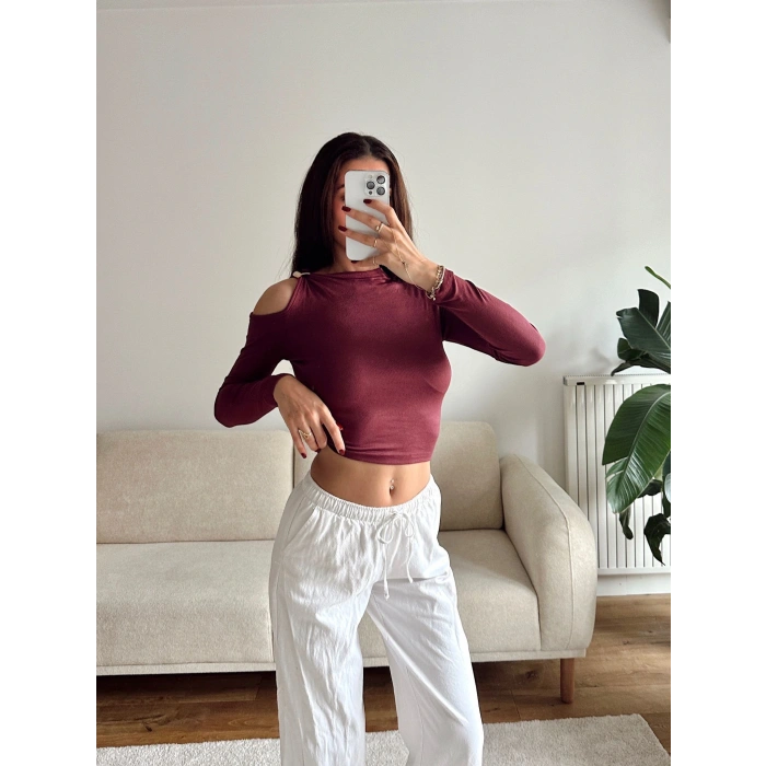 Omuz Aksesuar Crop - BORDO