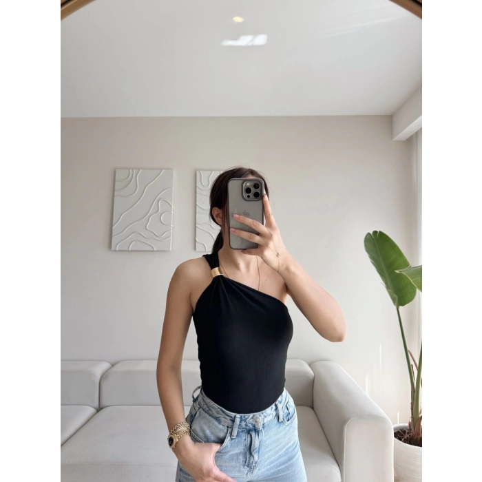 Omuz Aksesuar Crop - SİYAH