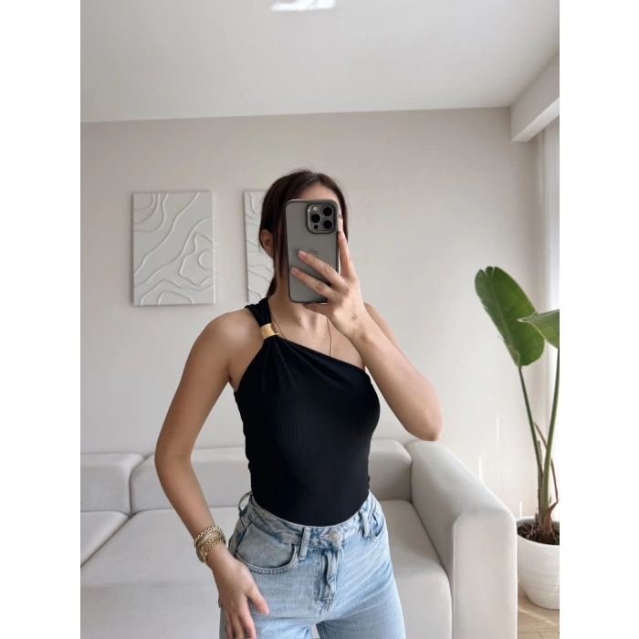 Omuz Aksesuar Crop - SİYAH