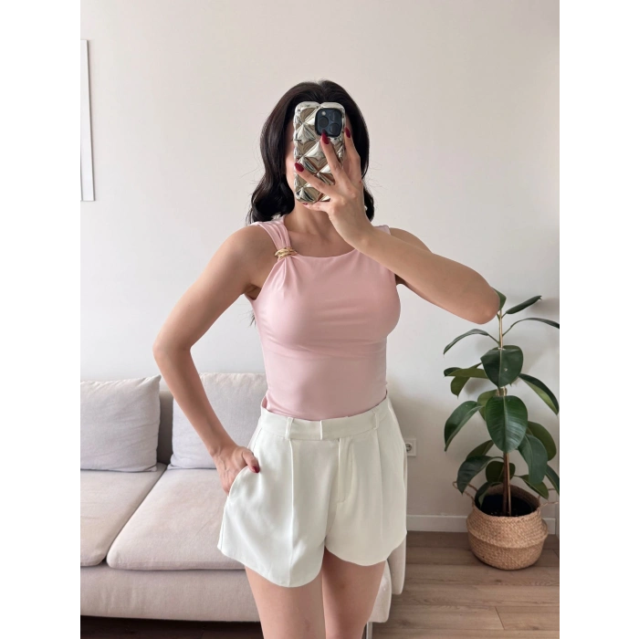 Omuz Aksesuar Halter Crop - PEMBE