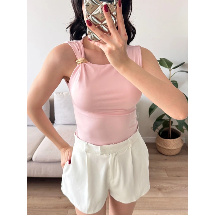 Omuz Aksesuar Halter Crop - PEMBE