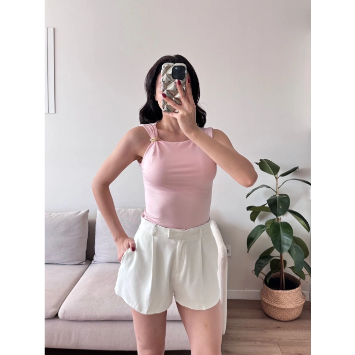 Omuz Aksesuar Halter Crop - PEMBE