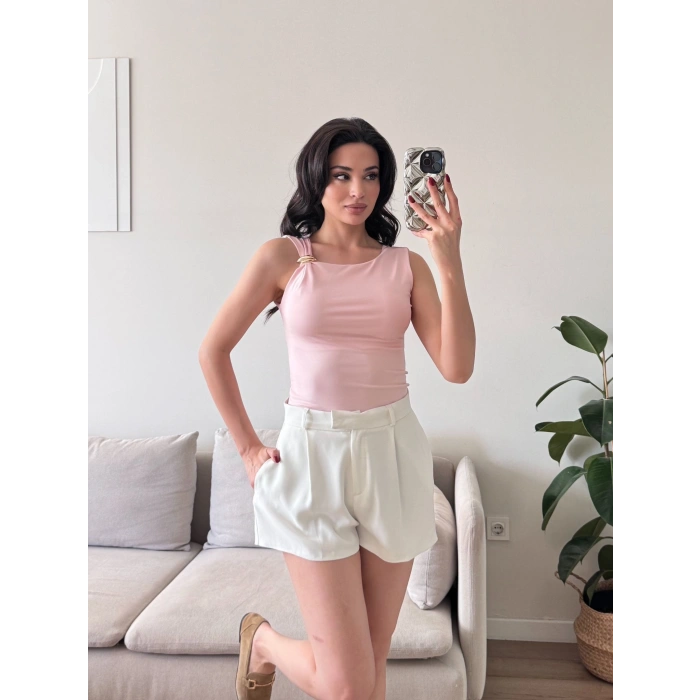 Omuz Aksesuar Halter Crop - PEMBE