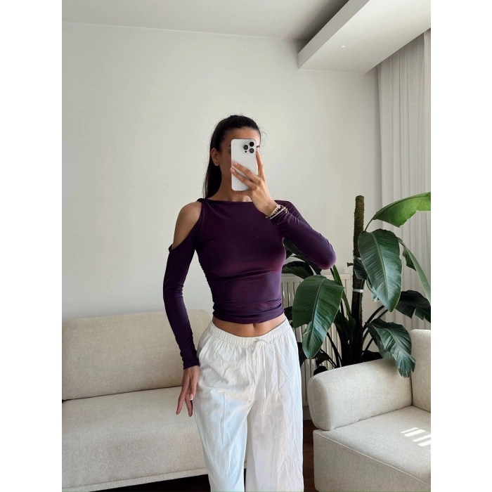 Omuz Burgu Crop - MOR