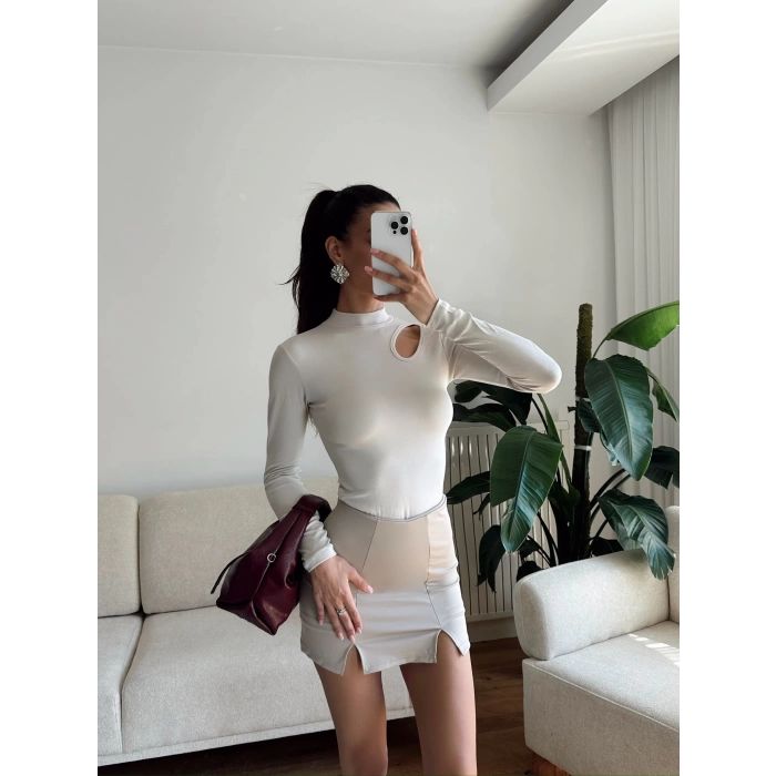 Buzzy Kumaş Damla Bodysuit - BEJ