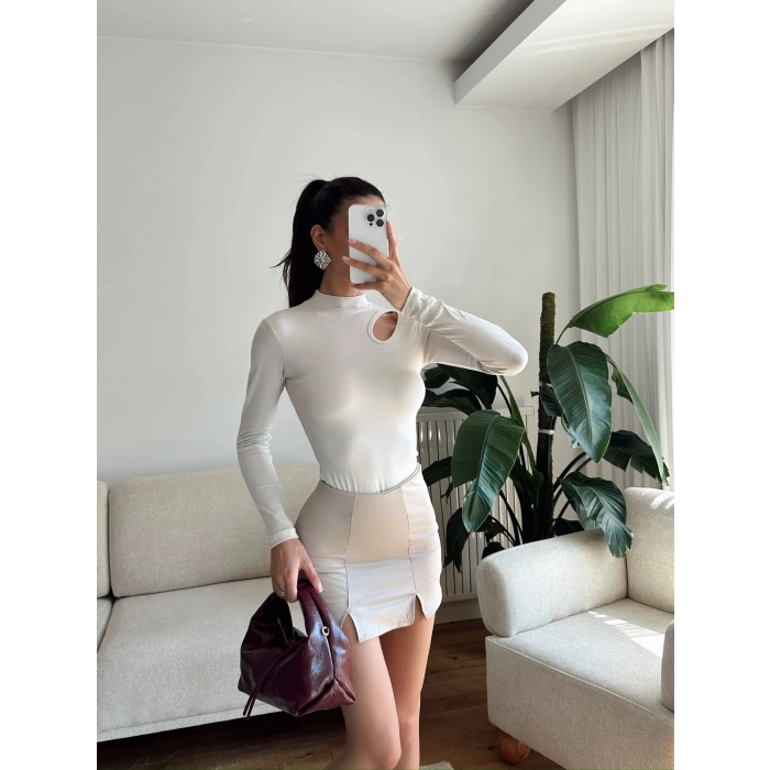 Buzzy Kumaş Damla Bodysuit - BEJ