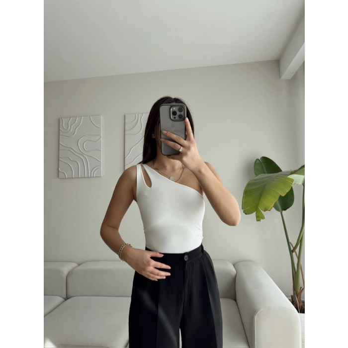 Omuz Damla Bodysuit - BEYAZ