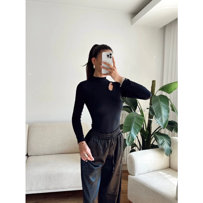 Buzzy Kumaş Damla Bodysuit - SİYAH