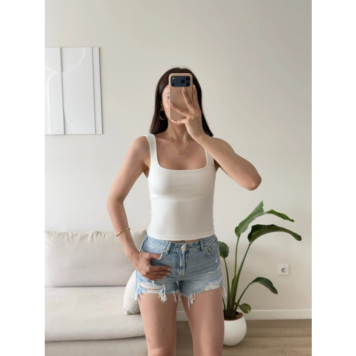 Ön Arka Kare Crop - BEYAZ