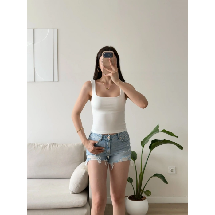 Ön Arka Kare Crop - BEYAZ