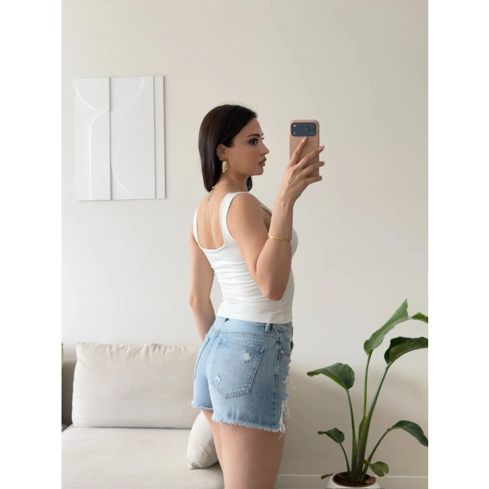 Ön Arka Kare Crop - BEYAZ