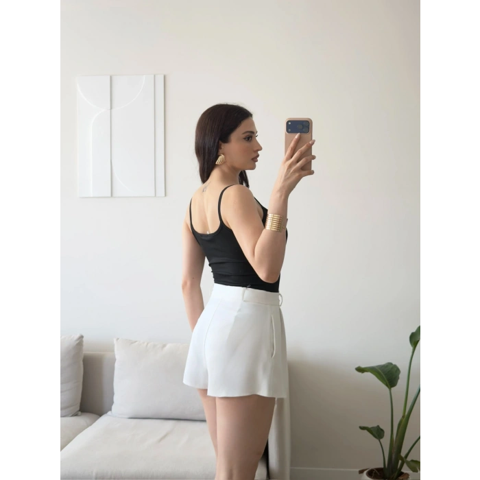 Ön Bağcık Askılı Bodysuit - SİYAH