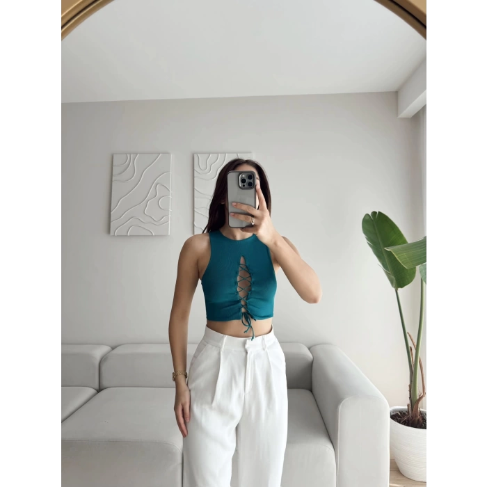 Ön Bağcıklı Kuşgözü Crop - YEŞİL