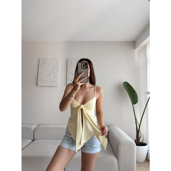 Ön Bağlamalı Askılı Crop - SARI