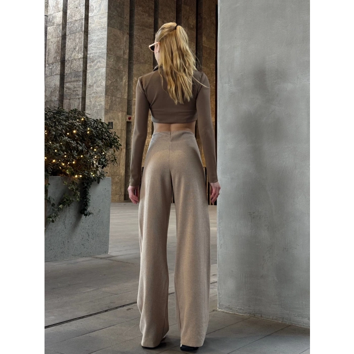 Ön Dikişli Selanik Pantolon - SÜTLÜ KAHVE