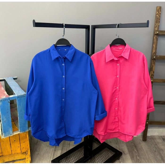 Oversize Basic Gömlek-MAVİ