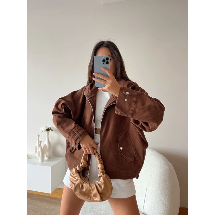 Oversize Basic Kapüşonlu Ceket