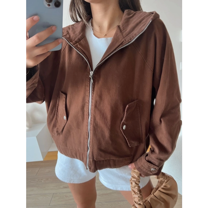 Oversize Basic Kapüşonlu Ceket