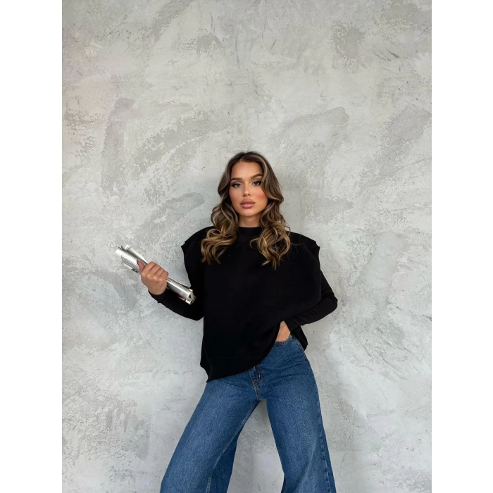 Oversize Basic Süveter-SİYAH