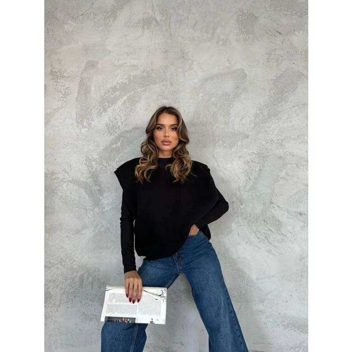 Oversize Basic Süveter-SİYAH