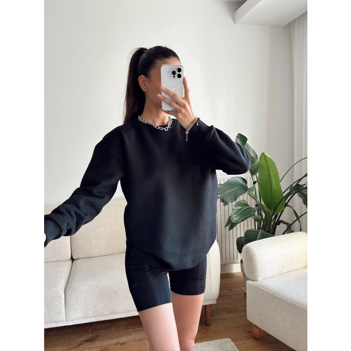 Oversize Basic Sweat - SİYAH