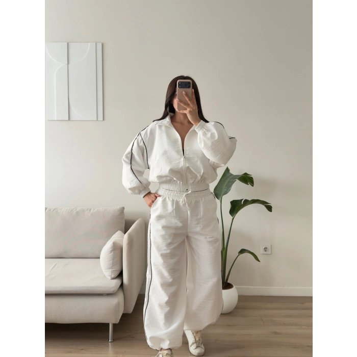 Oversize Bomber Paraşüt Takım - BEYAZ