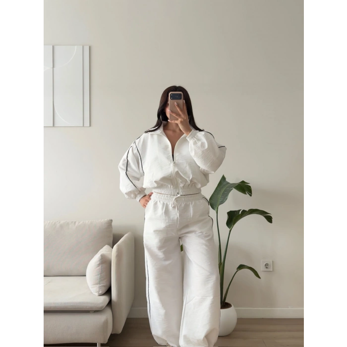 Oversize Bomber Paraşüt Takım - BEYAZ
