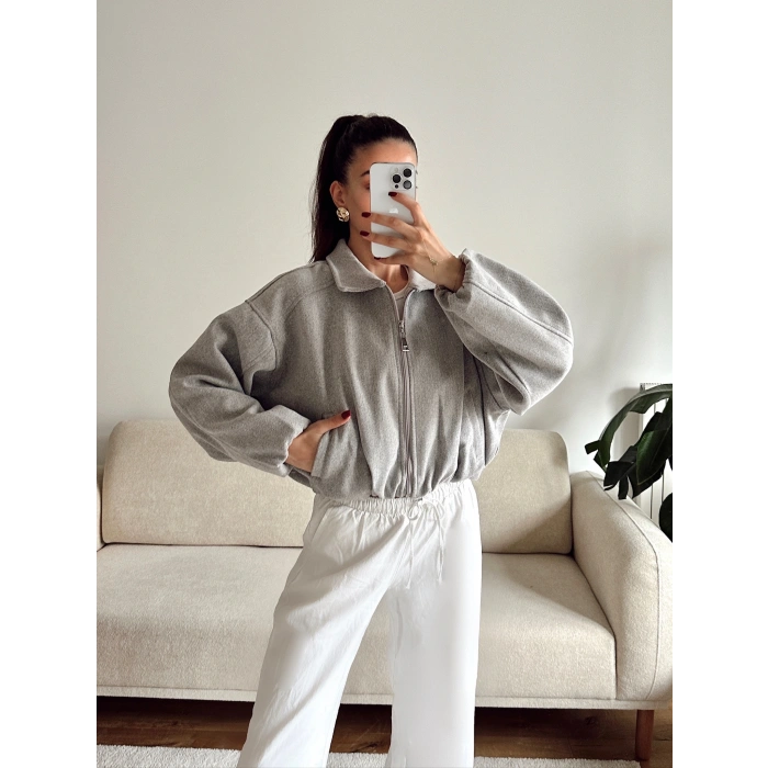 Oversize Kaşe Ceket - GRİ