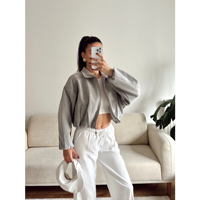 Oversize Kaşe Ceket - GRİ