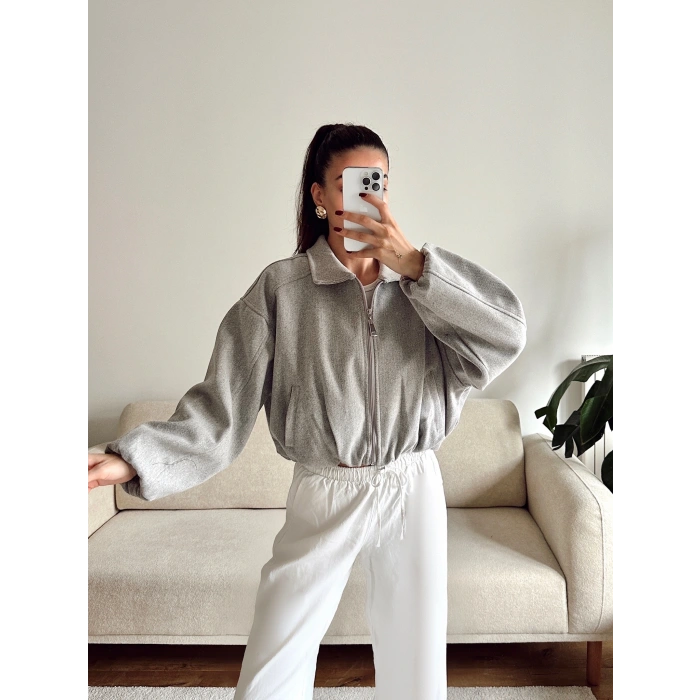 Oversize Kaşe Ceket - GRİ