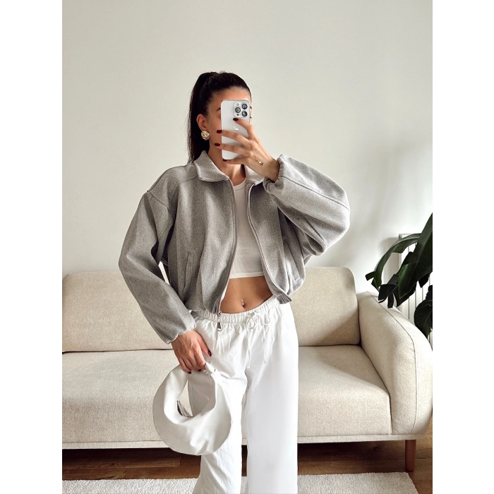 Oversize Kaşe Ceket - GRİ