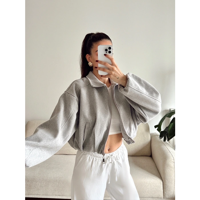 Oversize Kaşe Ceket - GRİ