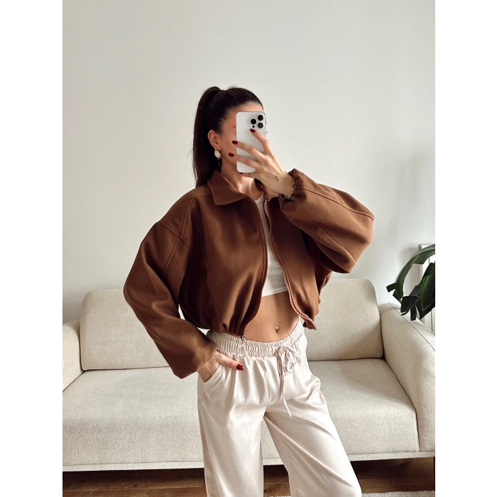 Oversize Kaşe Ceket - KAHVE