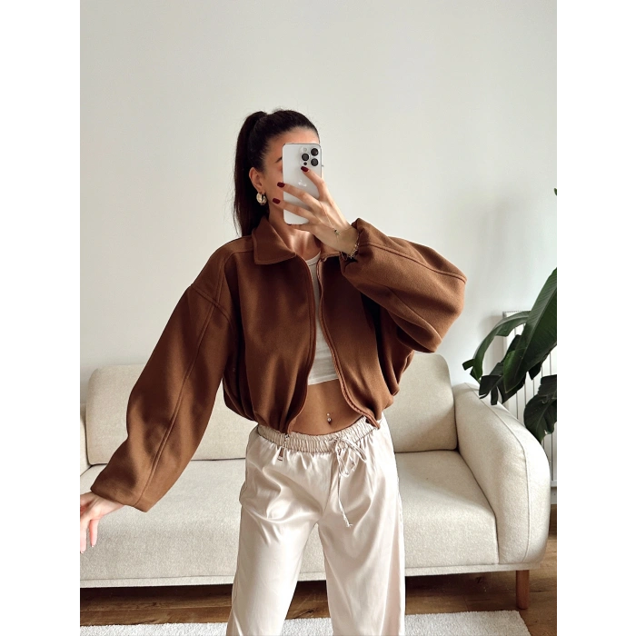 Oversize Kaşe Ceket - KAHVE