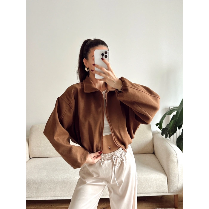 Oversize Kaşe Ceket - KAHVE